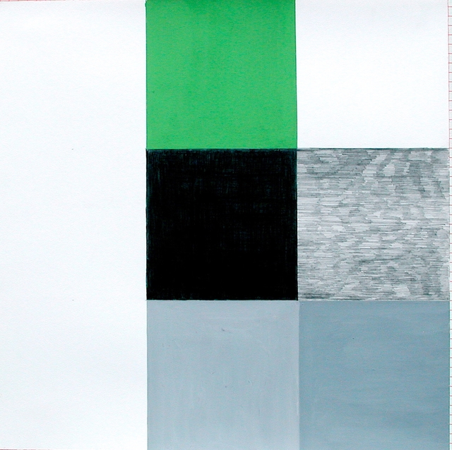 1,2,3,4,5. Gouache en grafietstift op papier. 50 x 50 (5 maal)